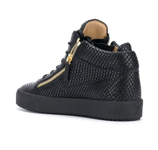 GIUSEPPE ZANOTTI Kriss Lizard-Effect Sneakers, Black-OZNICO