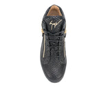 GIUSEPPE ZANOTTI Kriss Lizard-Effect Sneakers, Black-OZNICO