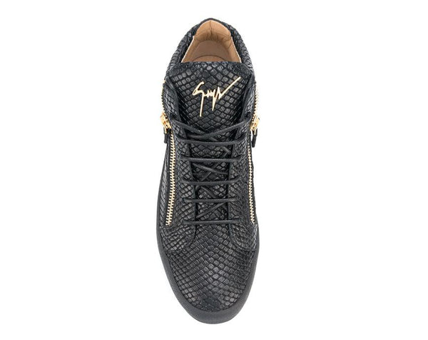 GIUSEPPE ZANOTTI Kriss Lizard-Effect Sneakers, Black-OZNICO