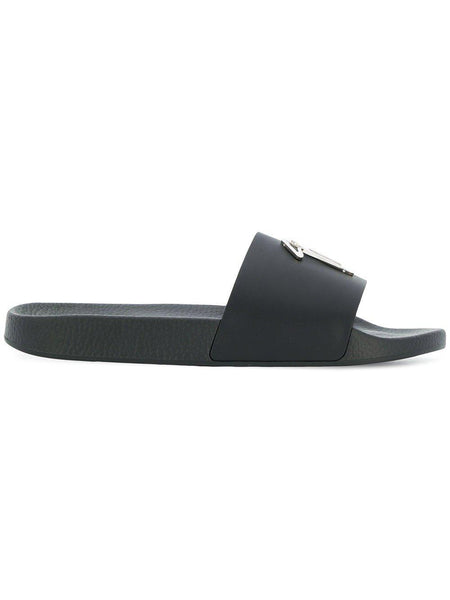 GIUSEPPE ZANOTTI Logo Plaque Slide, Black-OZNICO