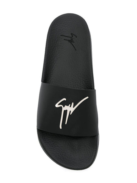 GIUSEPPE ZANOTTI Logo Plaque Slide, Black-OZNICO