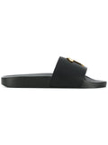 GIUSEPPE ZANOTTI Logo Plaque Slides, Black-OZNICO