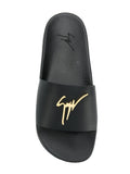 GIUSEPPE ZANOTTI Logo Plaque Slides, Black-OZNICO