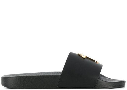 GIUSEPPE ZANOTTI Logo Plaque Slides, Black-OZNICO