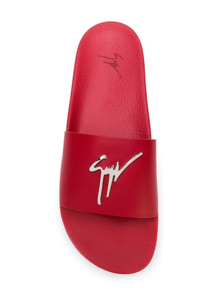 GIUSEPPE ZANOTTI Logo Plaque Slides, Red-OZNICO