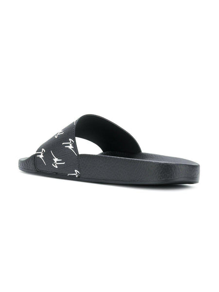 GIUSEPPE ZANOTTI Logo Print Slides, Black-OZNICO