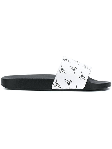 GIUSEPPE ZANOTTI Logo Print Slides, White-OZNICO