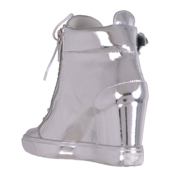 GIUSEPPE ZANOTTI Lorenz Donna Shooting Women's High Top Sneaker, Argento-OZNICO