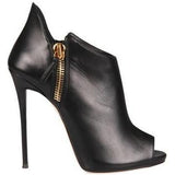 GIUSEPPE ZANOTTI Malika Peep Toe Booties, Black-OZNICO