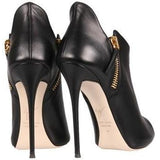 GIUSEPPE ZANOTTI Malika Peep Toe Booties, Black-OZNICO