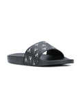 GIUSEPPE ZANOTTI Men's Logo Slides, Black-OZNICO