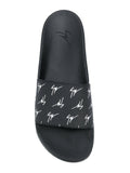 GIUSEPPE ZANOTTI Men's Logo Slides, Black-OZNICO