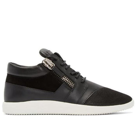 LANVIN CURB WASHED DENIM SNEAKERS, BLACK/BEIGE