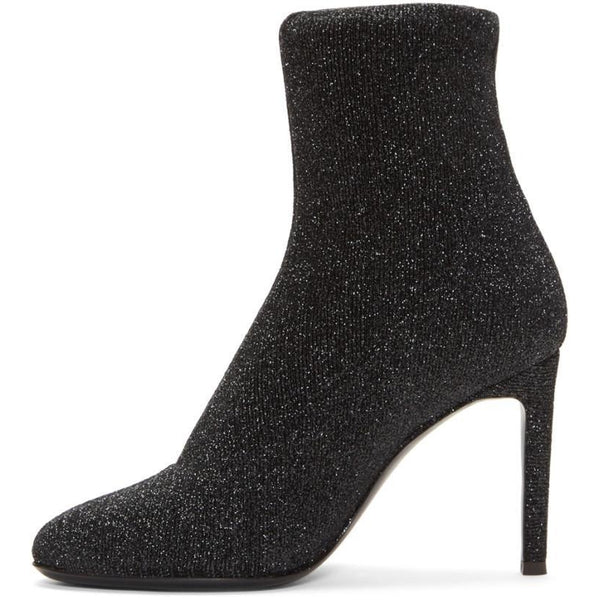 GIUSEPPE ZANOTTI Natalie Stretch Lurex Boots, Black-OZNICO