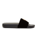 GIUSEPPE ZANOTTI Velvet Logo Slides, Black-OZNICO