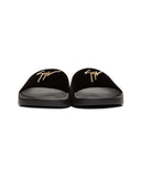 GIUSEPPE ZANOTTI Velvet Logo Slides, Black-OZNICO