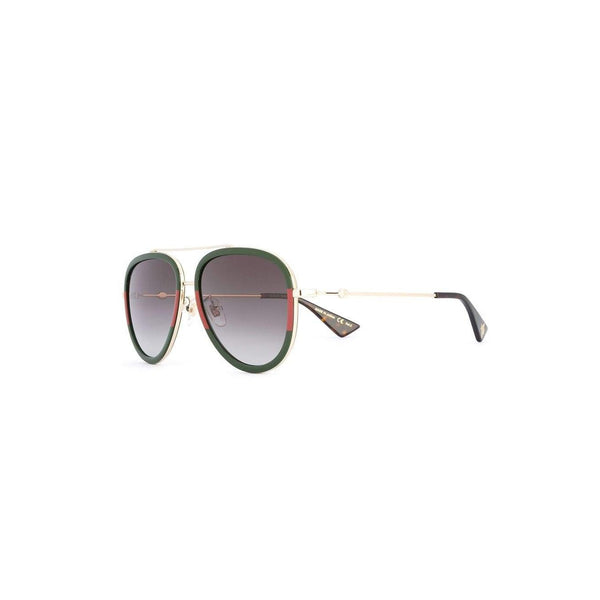 GUCCI Aviator Shaped Metal Sunglasses, Green/ Red-OZNICO