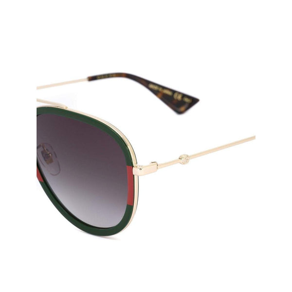 GUCCI Aviator Shaped Metal Sunglasses, Green/ Red-OZNICO