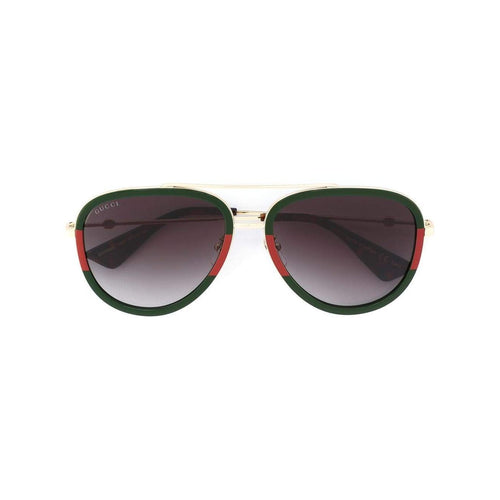 GUCCI Aviator Shaped Metal Sunglasses, Green/ Red-OZNICO