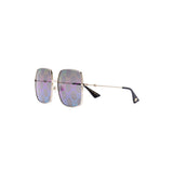 GUCCI Logo Rectangular Metal Frame Sunglasses, Gold Tone/ Multi-OZNICO