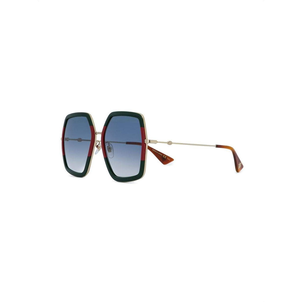 GUCCI Oversized Metal Sunglasses, Green/ Red OZNICO