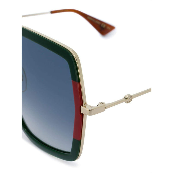 GUCCI Oversized Metal Sunglasses, Green/ Red-OZNICO