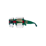 GUCCI Square Frame Sunglasses, Green/ Red-OZNICO