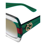 GUCCI Square Frame Sunglasses, Green/ Red-OZNICO