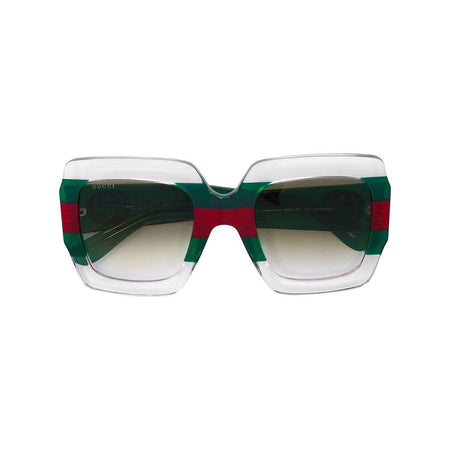 GUCCI Oversized Metal Sunglasses, Green/ Red
