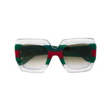 GUCCI Square Frame Sunglasses, Green/ Red-OZNICO