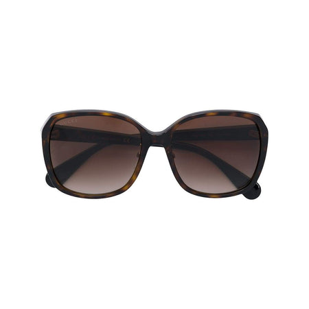 GUCCI Large Square Metal Sunglasses, Gold Metal/ Green/ Red