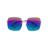 GUCCI Tiger Rectangular Metal Frame Sunglasses, Gold Tone/ Multi-OZNICO