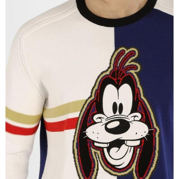 Gucci Donald Duck Patch Striped Cotton T-shirt In Blue,white