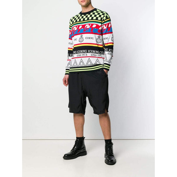 ICEBERG Goofy Knit Crewneck Sweater, White/ Multi – OZNICO