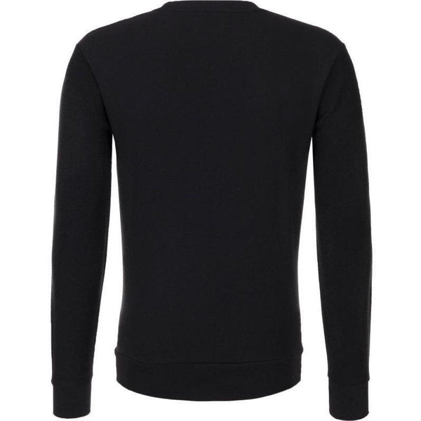 ICEBERG Reversed Weave Logo Crewneck, Black-OZNICO