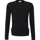 ICEBERG Reversed Weave Logo Crewneck, Black-OZNICO