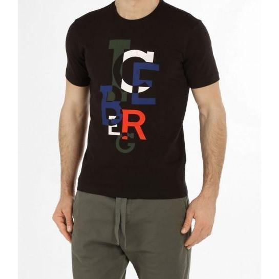 ICEBERG T-Shirt With Deconstructed Maxi-logo, Black-OZNICO