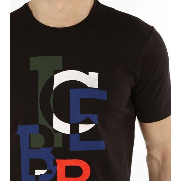 ICEBERG T-Shirt With Deconstructed Maxi-logo, Black-OZNICO