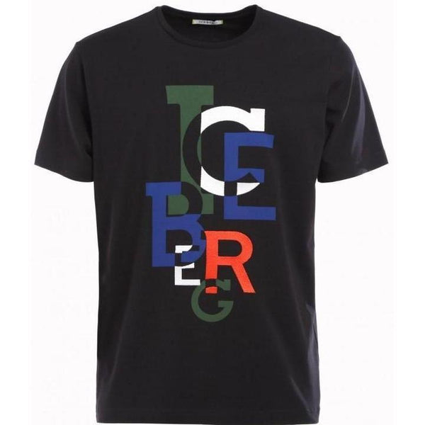 ICEBERG T-Shirt With Deconstructed Maxi-logo, Black-OZNICO