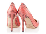 JIMMY CHOO Abel Snakeskin Pointed-Toe Pump, Coral Pink-OZNICO