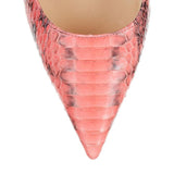 JIMMY CHOO Abel Snakeskin Pointed-Toe Pump, Coral Pink-OZNICO