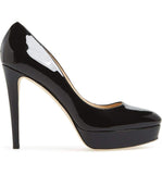 JIMMY CHOO Alex Patent Leather Platform Pump, Black-OZNICO