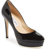 JIMMY CHOO Alex Patent Leather Platform Pump, Black-OZNICO