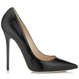 JIMMY CHOO Anouk Patent Leather Pointy Toe Pumps, Black-OZNICO