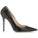 JIMMY CHOO Anouk Patent Leather Pointy Toe Pumps, Black-OZNICO