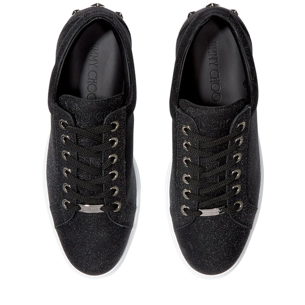 JIMMY CHOO Cash Fine Glitter Leather Low Top Trainers, Black – OZNICO