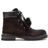 JIMMY CHOO Elba Suede and Rabbit-Fur Ankle Boots, Black-OZNICO