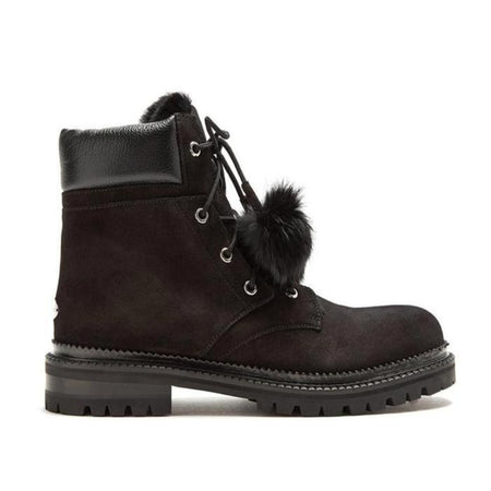 JIMMY CHOO Elba Suede and Rabbit-Fur Ankle Boots, Light Mocha