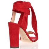 JIMMY CHOO Kora 85 Suede Sandal, Red-OZNICO