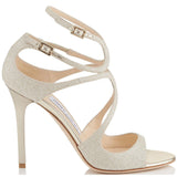 JIMMY CHOO Lang Dusty Glitter Sandal, Platinum Ice-OZNICO